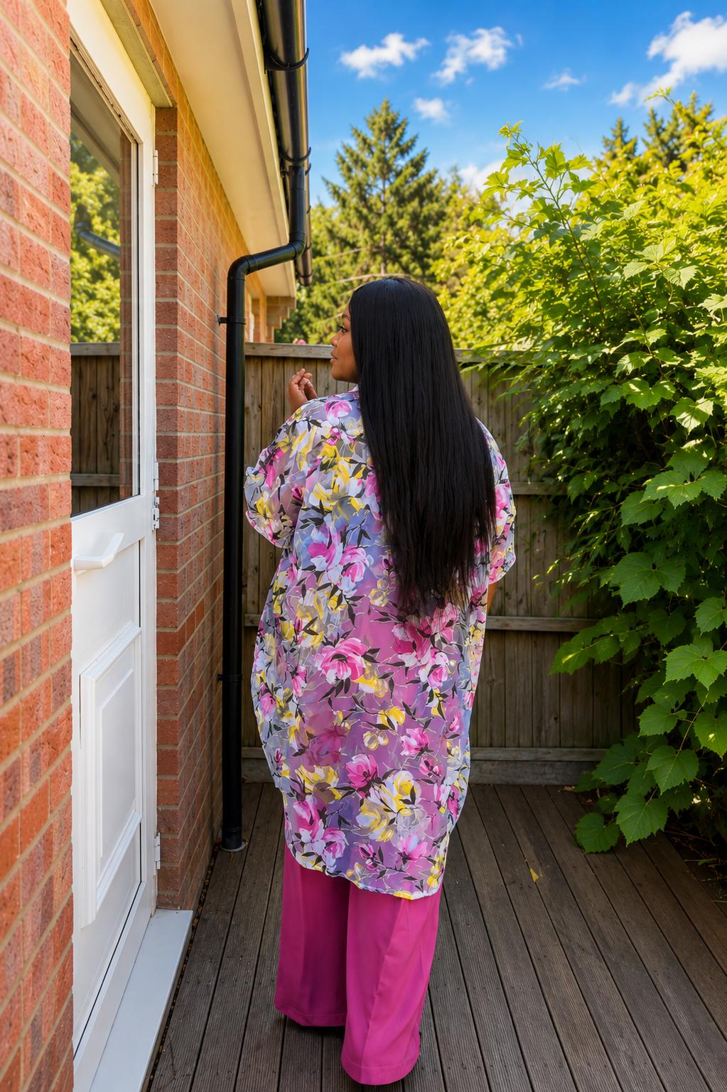 Amara Floral Luxury 2-Piece Kaftan Set – Pink