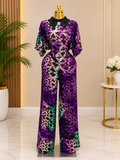Adire jumpsuit with collar