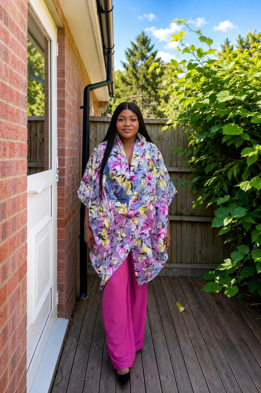 Amara Floral Luxury 2-Piece Kaftan Set – Pink