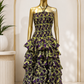 Purple & Lime Tiered Ruffle Ankara Maxi Dress