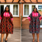 Pink Collar African Print Midi Kaftan Dress