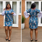 Blue Bloom Lace Sleeve Mini Dress